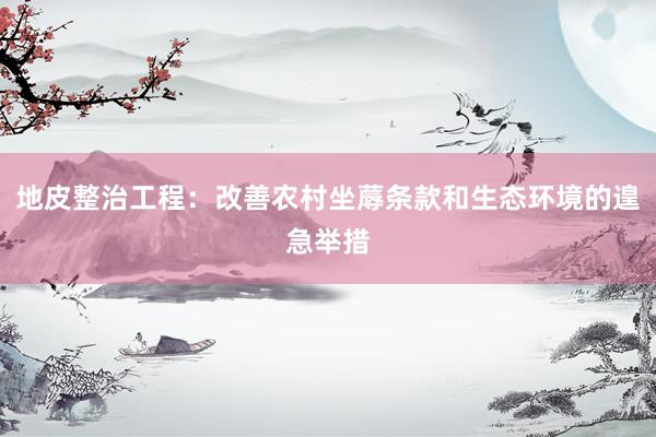 地皮整治工程：改善农村坐蓐条款和生态环境的遑急举措